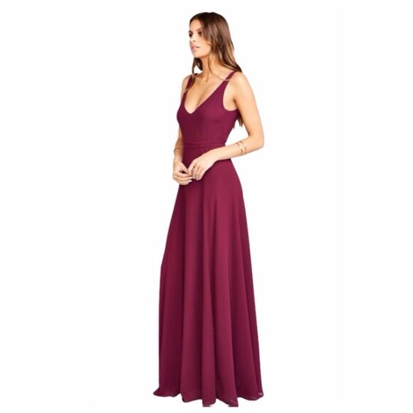 Show Me Your MuMu Jenn Maxi Dress Merlot Dark Red Chiffon Sleeveless Size Small - Picture 1 of 11
